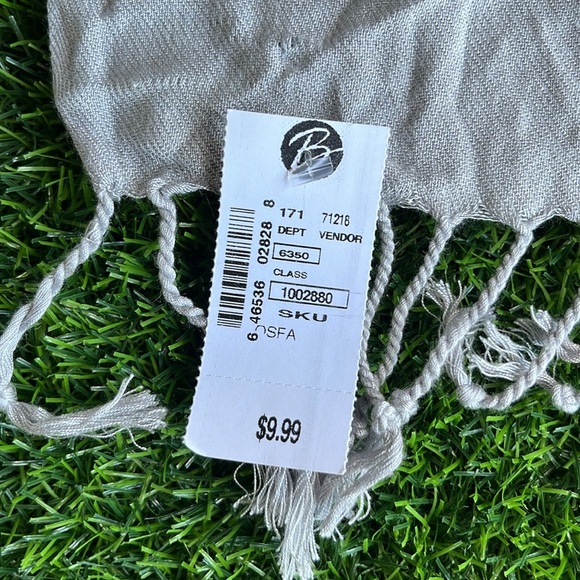 Light Gray Scarf With Fringes - Picture 2 of 4